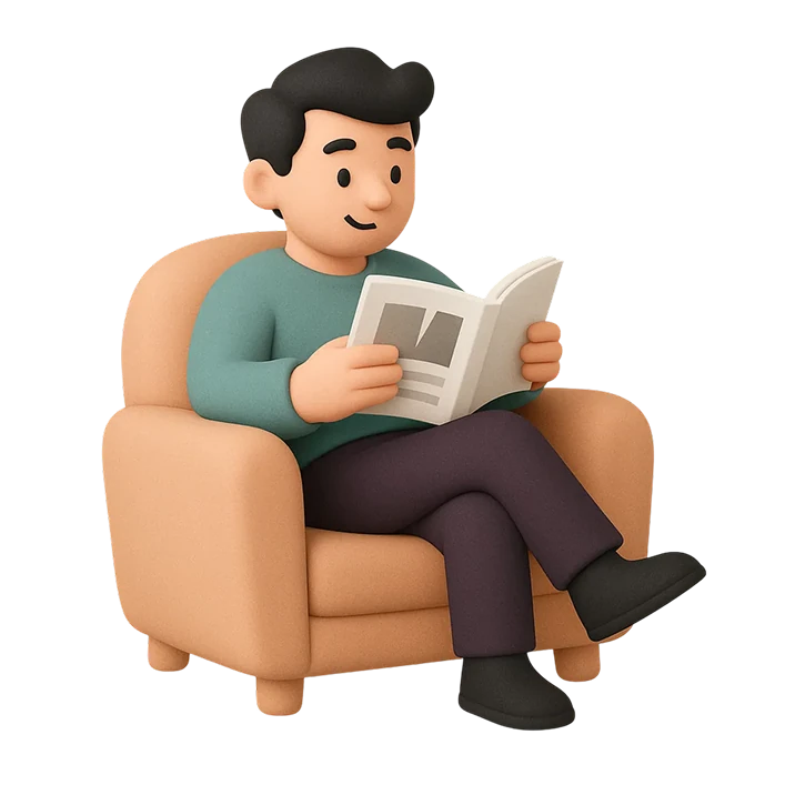 Mann liest auf dem Sofa